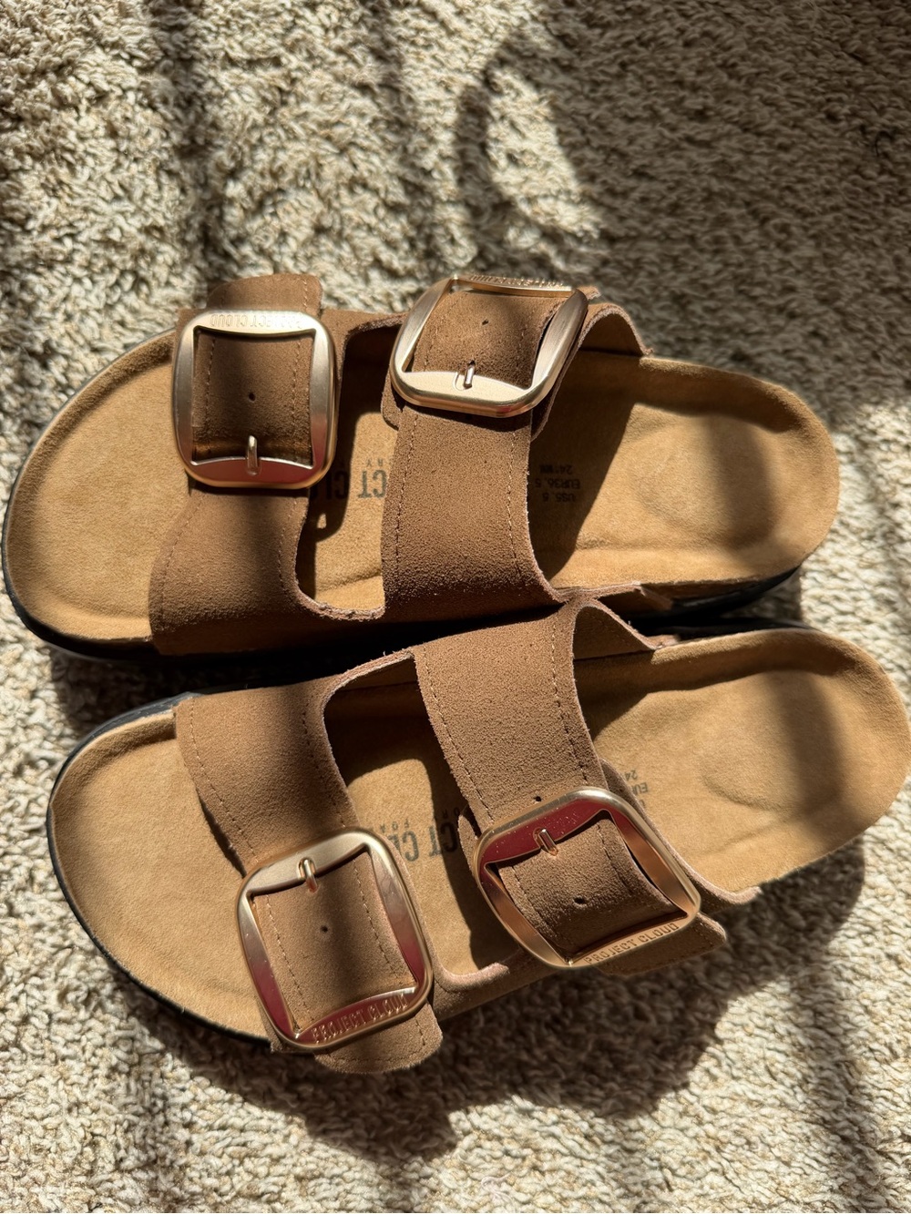 Kids Brown Double-Buckle Slide Sandals